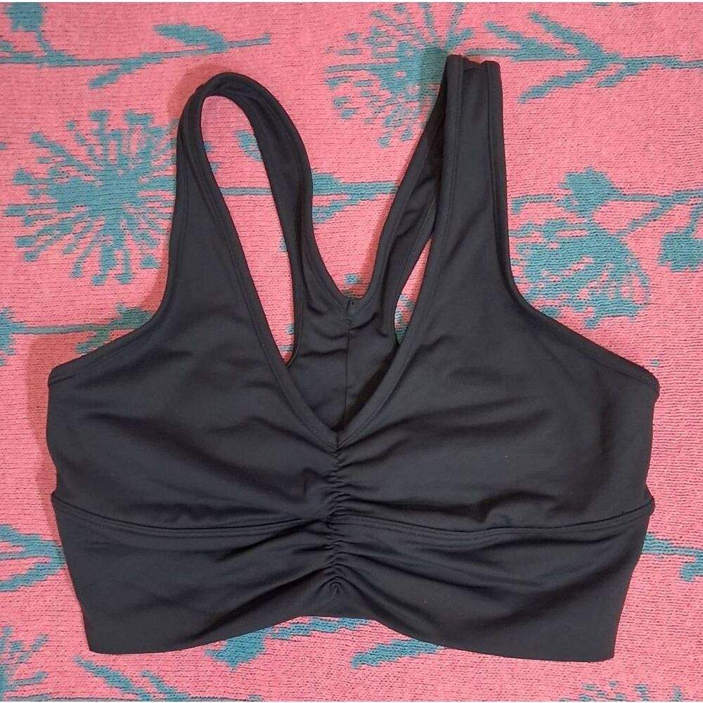 Alo yoga womens medium sports bra gray cinched ruched gym Activewear running - Picture 4 of 8